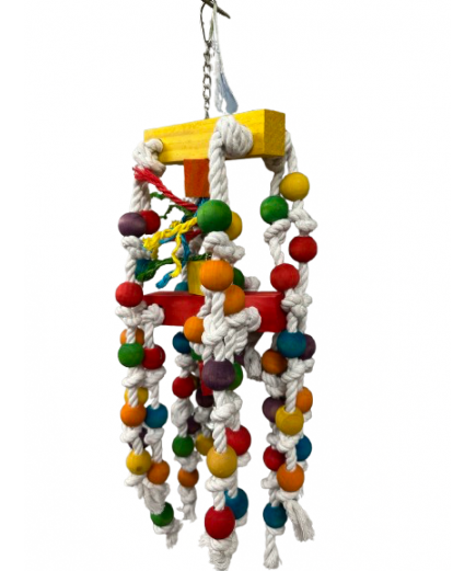 Parrot-Supplies Knotty Ball Stacker Wood And Rope Parrot Toy 